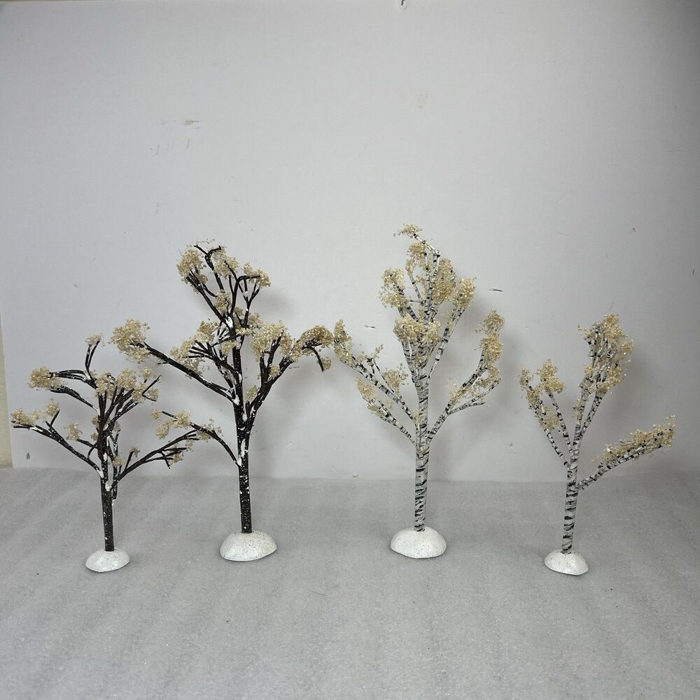 Vintage Seasons Bay Winter Trees 1998 Retired Dept 56 Set of 4 53384